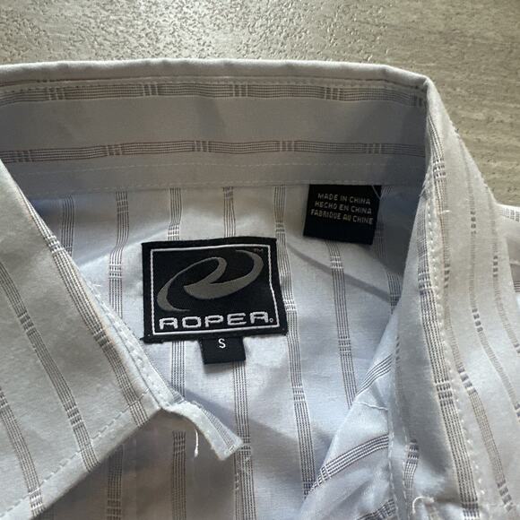 NWT Roper Men's S Long Sleeve Pearl Snaps Gray Striped Western Shirt - Picture 4 of 6